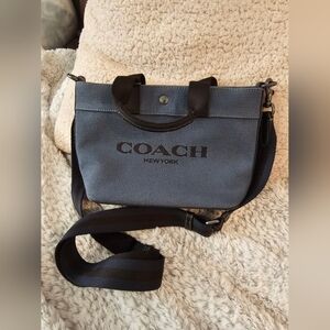 Coach Blue and Black Messenger Bag with Adjustable Strap